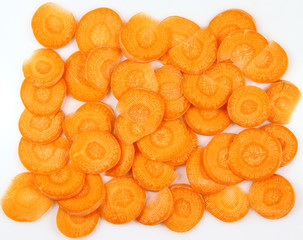 Pile of Fresh carrots on a white background