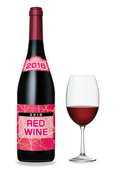 赤ワインとワイングラス　2016年ボジョレーヌーヴォーイメージ