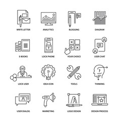 Modern thin line icons set for business