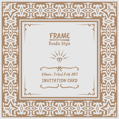 Abstract Doodle vector tribal ethnic style frame