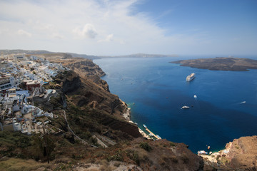 Fototapeta na wymiar panorama sulla caldera da Fira - Santorini