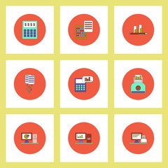 Collection of icons in flat style business items