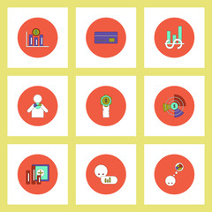 Fototapeta premium Collection of icons in flat style business statistics