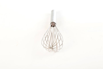 stainless balloon whiskon white background,selective focus