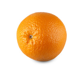 One fresh orange citrus fruit closeup isolated on white background