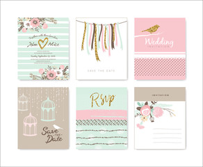 Fototapeta na wymiar Set of wedding invitation cards