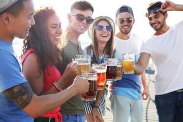 Group of friends hanging out together outdoors