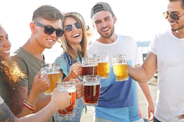Group of friends hanging out together outdoors