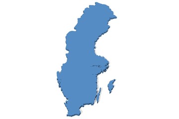 3D map of Sweden on a plain background