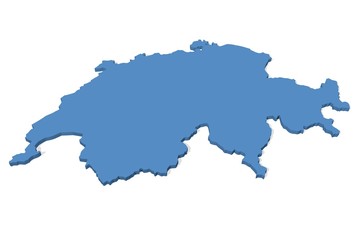 3D map of Switzerland on a plain background