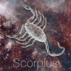Astrological zodiac sign - Scorpius. Vintage astrological drawing. Galaxy sky on the background. Can be used for horoscopes. Elements of this image furnished by NASA.