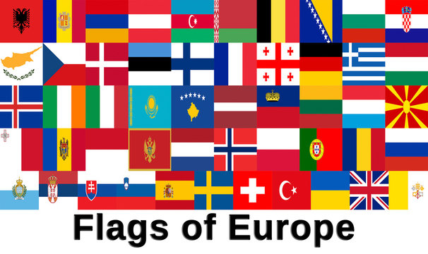 Illustration of flags of all the countries in Europe