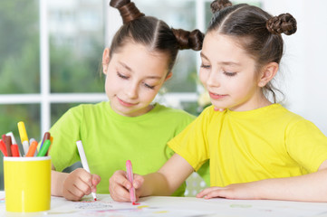 Obraz premium girls on lesson of art