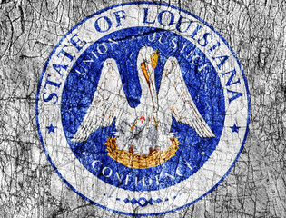 Grudge stone painted US Louisiana seal flag