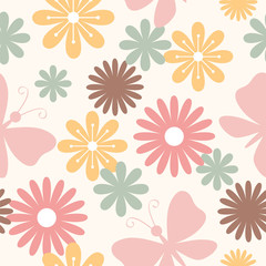 Fototapeta na wymiar butterfly and flower pattern perfect for cute background