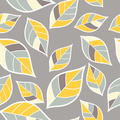 Seamless vector background with decorative leaves. Print. Cloth design, wallpaper.