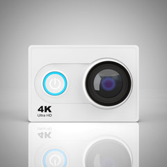 Small Ultra HD Action Camera. 3d Rendering