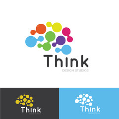 Think logo, creative idea logo template, brain logo design vector 