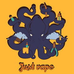 Vector illustration of octopus vaper 4