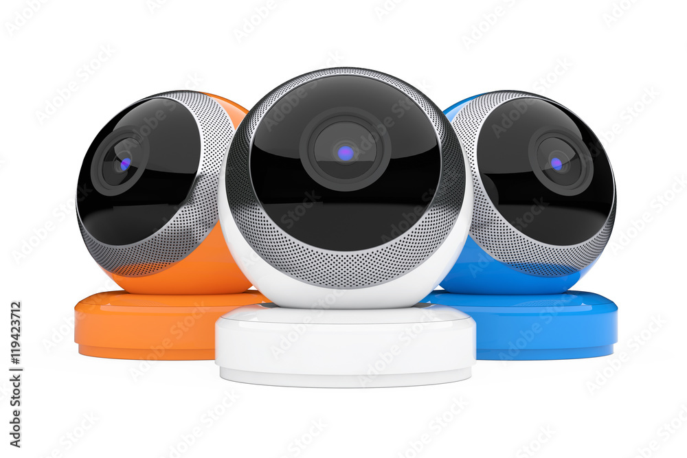 Aufkleber Multicolour Computer Spherical Web Cameras. 3d Rendering