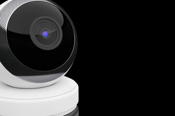 White Computer Spherical Web Camera. 3d Rendering