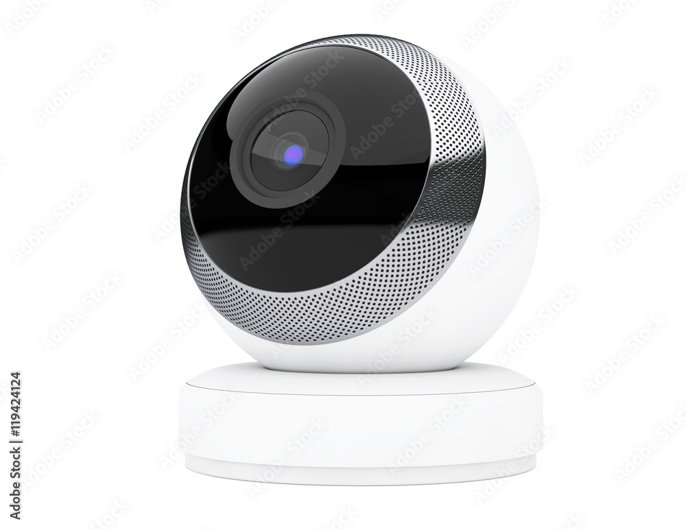 Aufkleber White Computer Spherical Web Camera. 3d Rendering