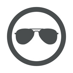 Icono plano gafas de sol cristal ovalado en circulo gris