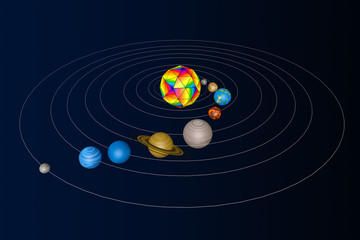 Abstract Solar System with Planets. 3d Rendering