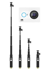 Extensible Selfie Stick Monopods with Small Ultra HD Action Came