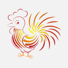 Vector illustration of rooster Chinese calendar.  Image of 2017 year.