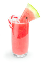 glass of fresh watermelon juice isolated on white background cutoutd