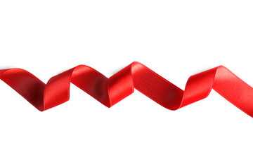 Red silk ribbon isolated on white