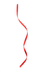 Silk red ribbon isolated on white