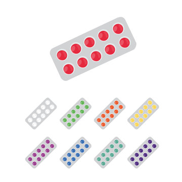 Set of pills. Blister of tablets. Vector illustration