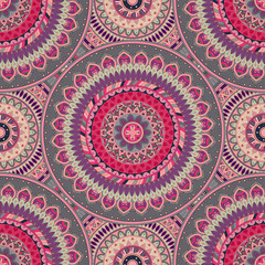 Ornate floral seamless texture, endless pattern with vintage mandala elements.