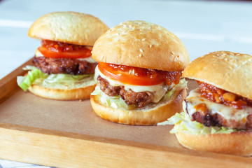 Juicy beef burgers