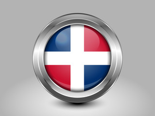 Obraz premium Flag of Dominican Republic. Metal and Glass Round Icon