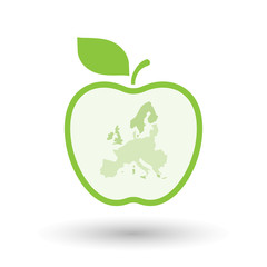 Isolated  line art  apple icon with  a map of Europe