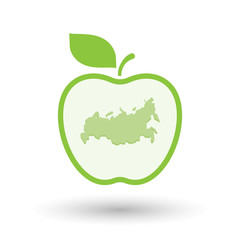 Isolated  line art  apple icon with  a map of Russia