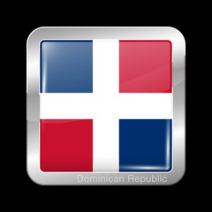 Obraz premium Flag of Dominican Republic. Metal Icon Square Shape