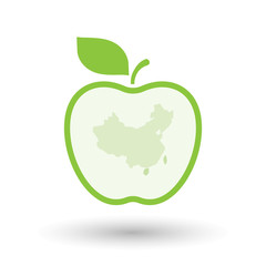 Isolated  line art  apple icon with  a map of China