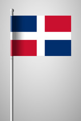 Flag of Dominican Republic. National Flag on Flagpole