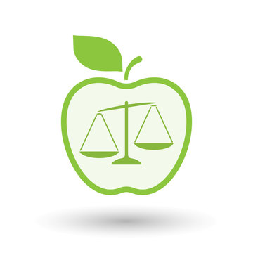 recommend clip art: Isolated  line art  apple icon with  an unbalanced weight scale