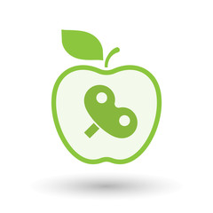 Isolated  line art  apple icon with a toy crank