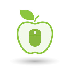 Isolated  line art  apple icon with a wireless mouse