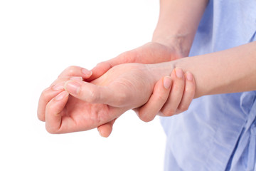 woman suffering from wrist joint pain, arthritis, gout