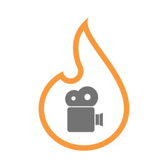 Isolated  line art  flame icon with a film camera
