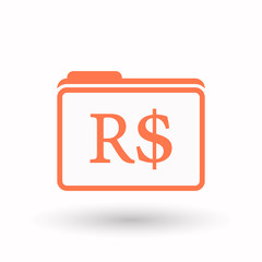 Isolated  line art folder icon with a brazillian real currency s