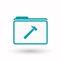 Isolated  line art folder icon with a hammer