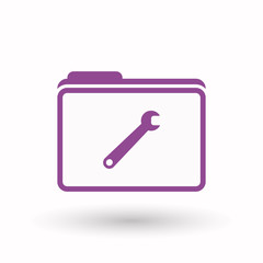 Isolated  line art folder icon with a spanner
